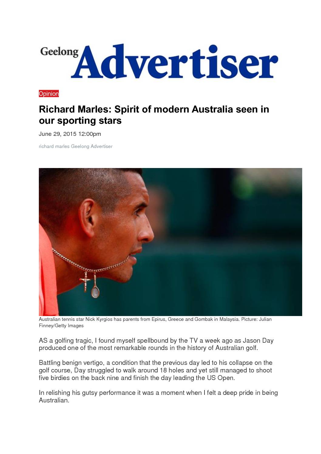 15.06.29 Opinion Sports stars- Geelong Advertiser