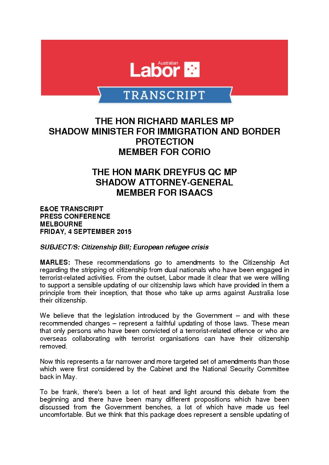 15.09.04 RICHARD MARLES & DREYFUS MEDIA CONFERENCE (1)