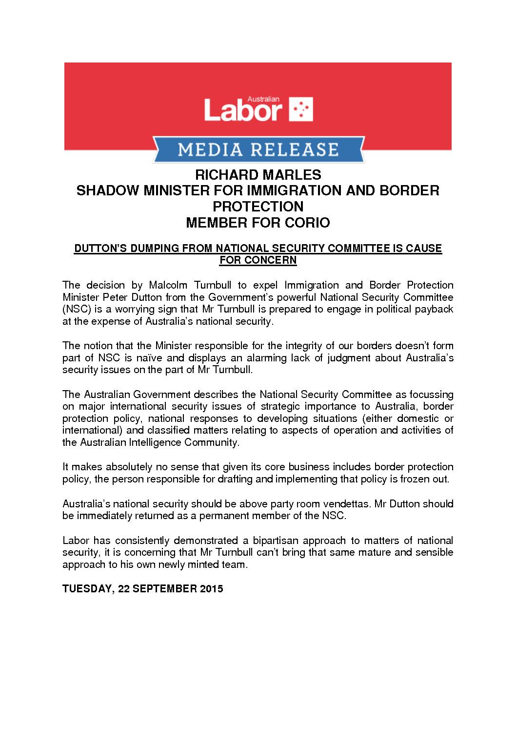 15.09.22 RICHARD MARLES MEDIA RELEASE DUTTON’S DUMPING NATIONAL SECURITY (1)