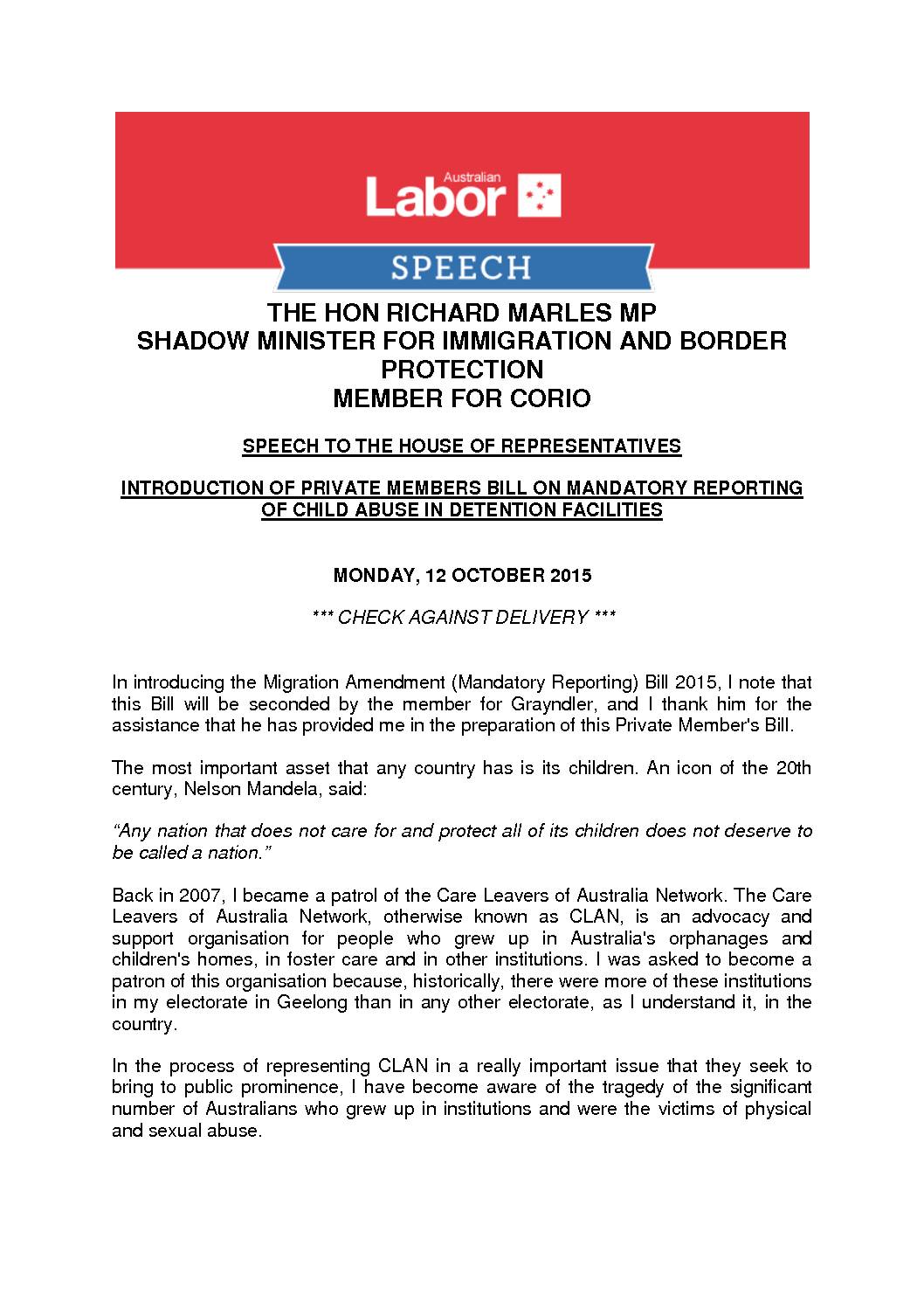 15.10.12 RICHARD MARLES SPEECH INTRO OF PRIVATE MEMBERS BILL