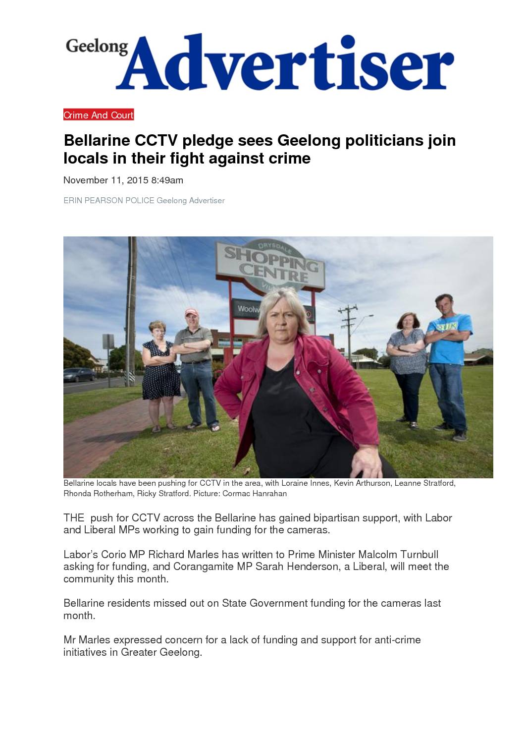 15.11.11 Bellarine CCTV- Geelong Advertiser