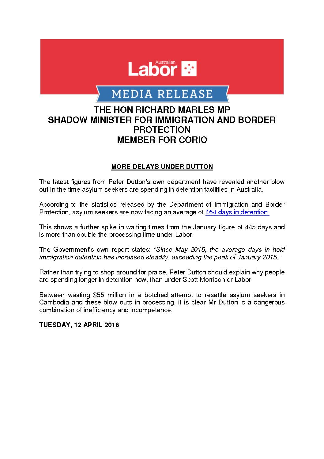 16.04.12 – RICHARD MARLES – MEDIA RELEASE – MORE DELAYS UNDER DUTTON