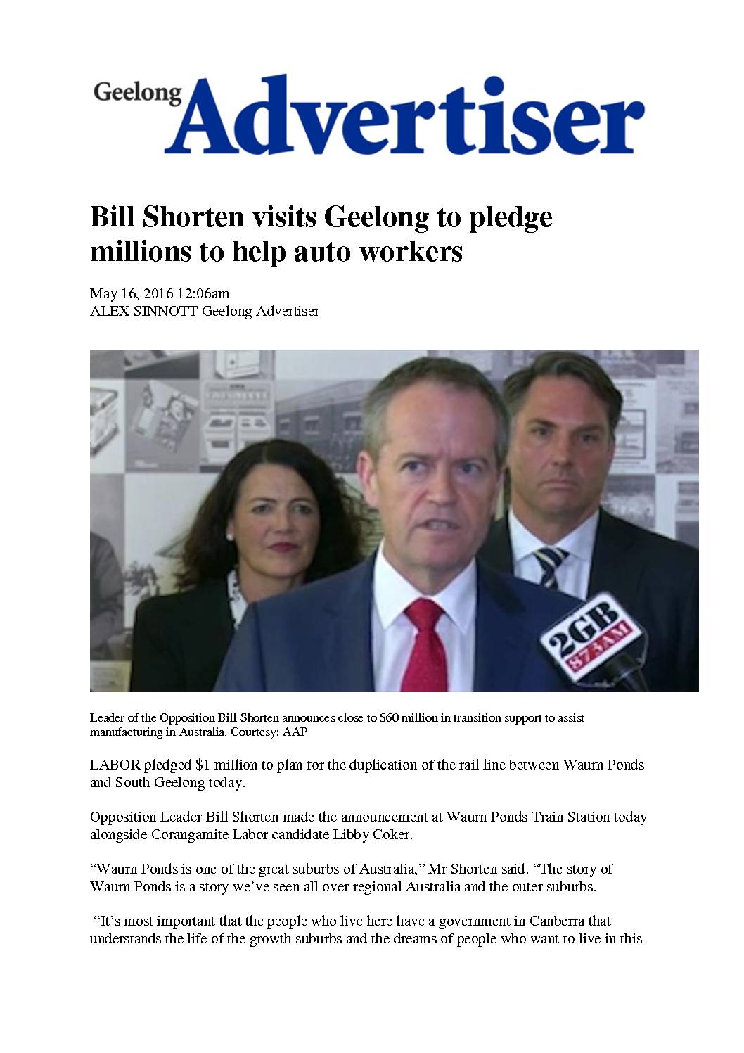 16.05.16 Shorten visit to geelong – Geelong Advertiser