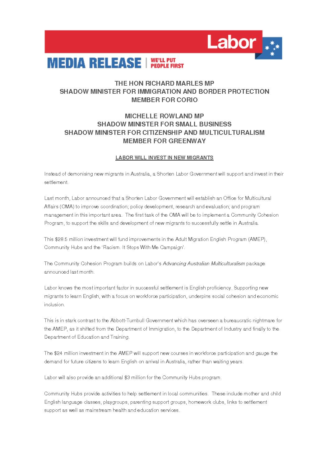 16.06.10 MARLES ROWLAND MEDIA RELEASE