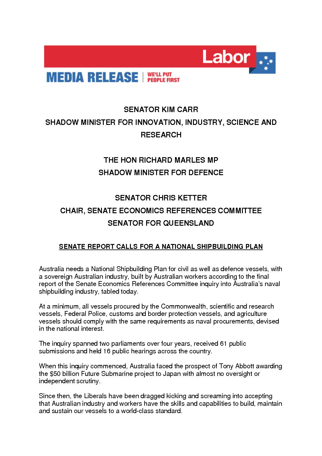 18.06.28 SENATE REPORT CALLS FOR A NATIONAL SHIPBUILDING PLAN