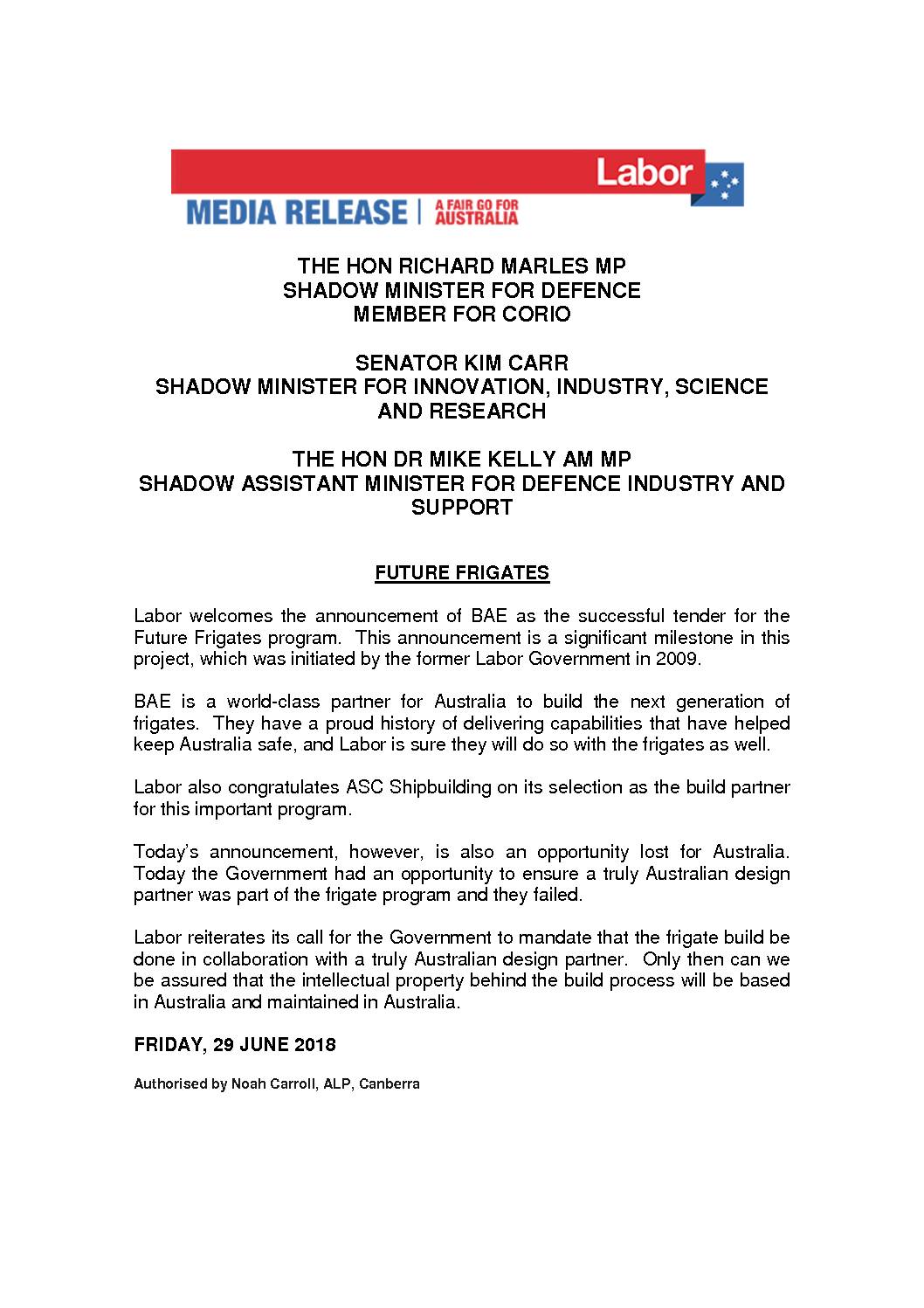 18.06.29 MEDIA RELEASE_FUTURE FRIGATES