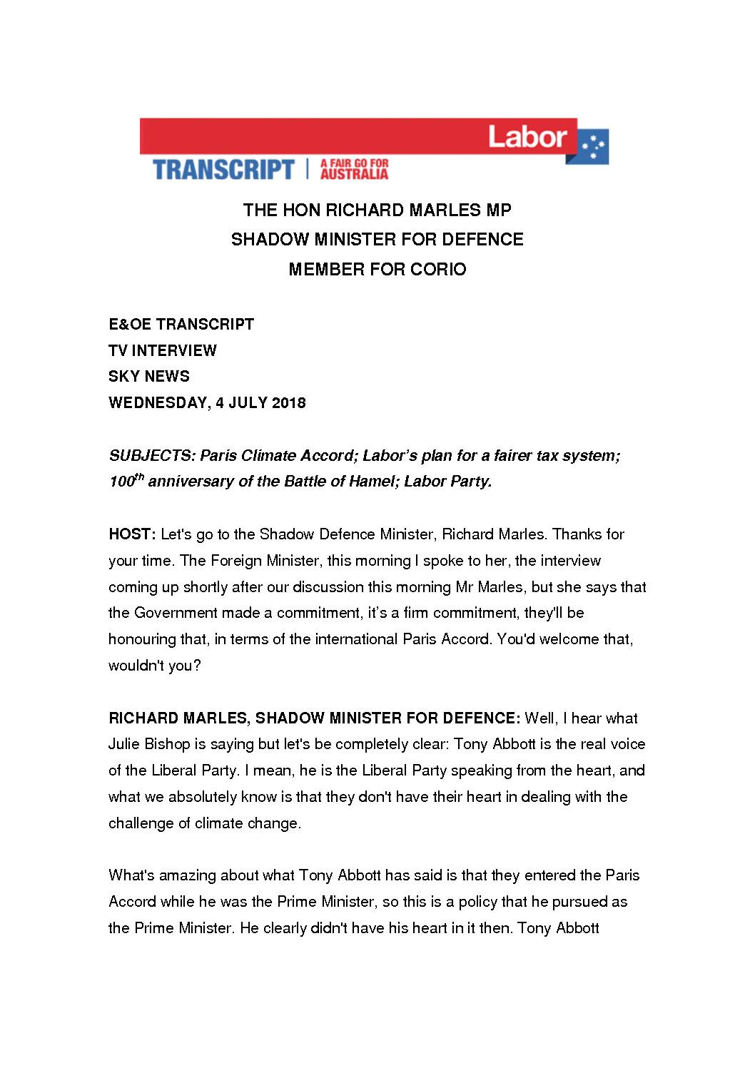 18.07.04 SKY NEWS – AM AGENDA – TRANSCRIPT