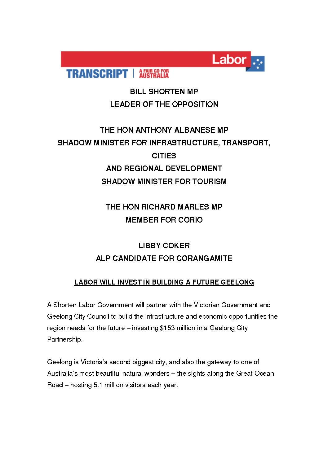 18.09.22 LABOR WILL INVEST IN BUILDING A FUTURE GEELONG