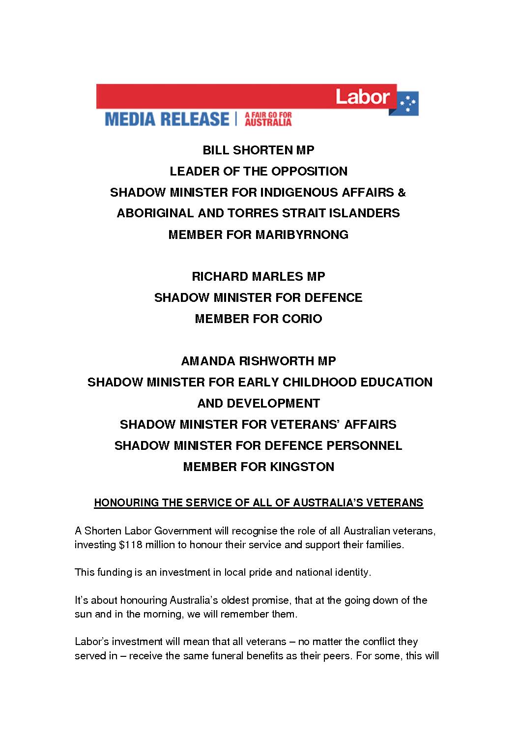 19.04.20 HONOURING THE SERVICE OF ALL AUSTRALIA’S VETERANS