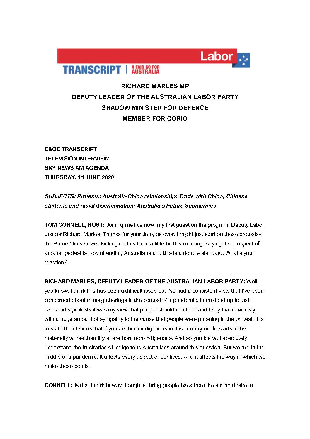20.06.11-SKY-NEWS-AM-AGENDA-WITH-TOM-CONNELL-TRANSCRIPT