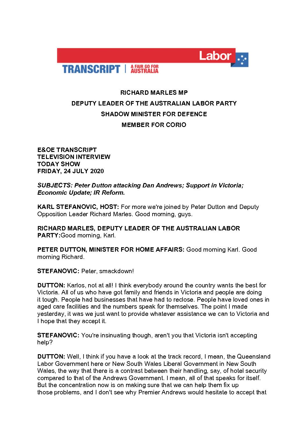 20.07.24-CHANNEL-9-THE-TODAY-SHOW-TRANSCRIPT